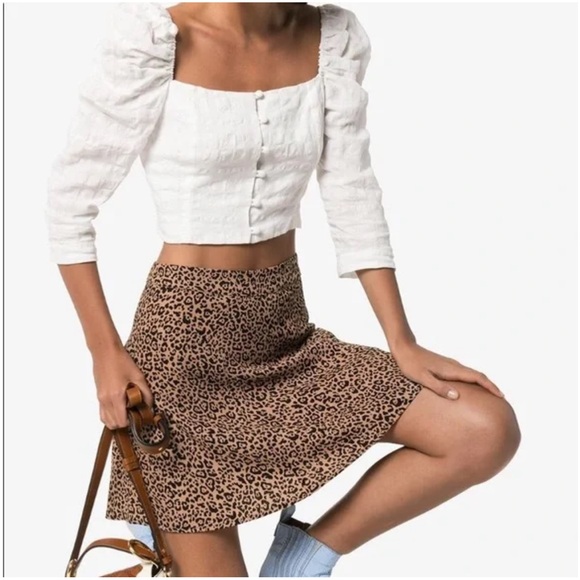 Reformation Dresses & Skirts - Reformation Flounce Leopard Mini Skirt
